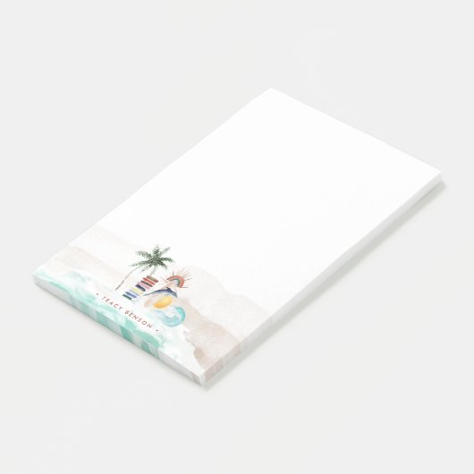Retro Summer Boho Surf | Monogram op maat Post-it® Notes (Schuin)