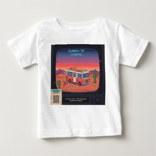 Retro Summer Error 404 T-shirt | Glitch Art (Voorkant)
