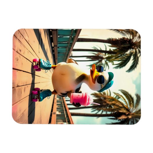 Retro Summer Funny Roller Duck  Magneet (Horizontaal)