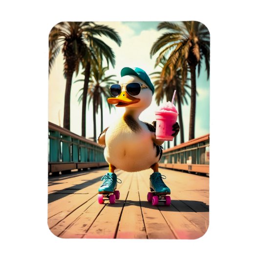 Retro Summer Funny Roller Duck  Magneet (Verticaal)