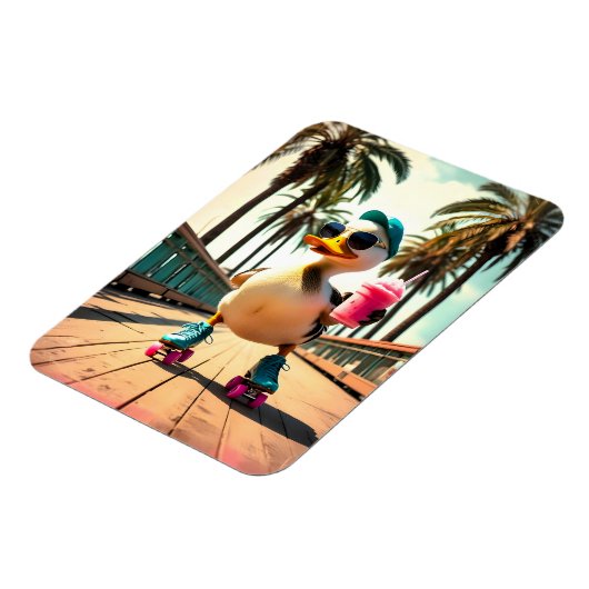 Retro Summer Funny Roller Duck  Magneet (Linkerzijde)