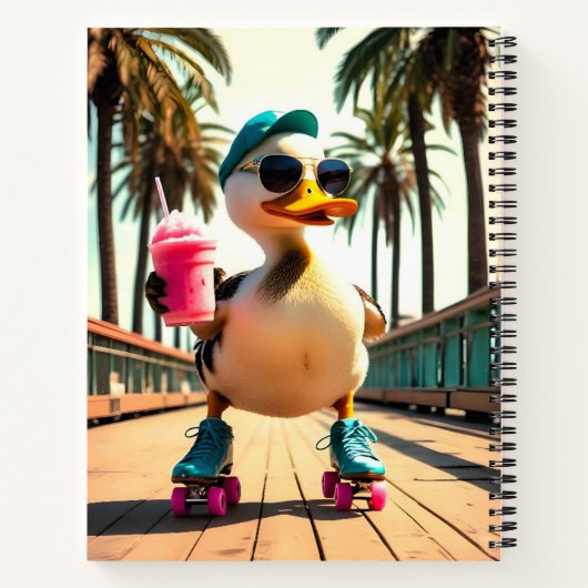 Retro Summer Funny Roller Duck  Notitieboek (Achterkant)