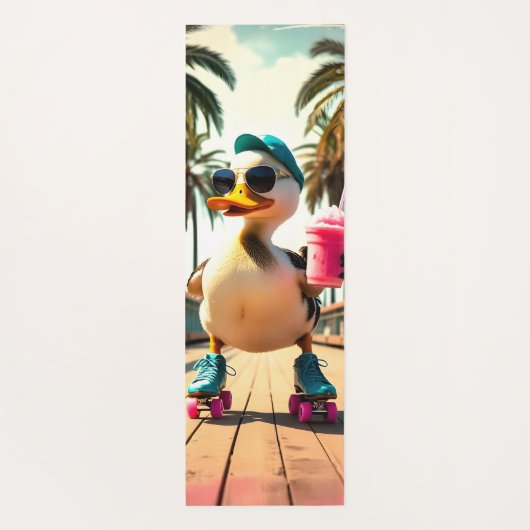 Retro Summer Funny Roller Duck Yogamat (Achterkant)