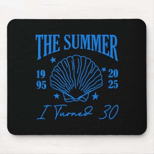 Retro Summer I Turn 30 Seashell Coastal Beach Summ Muismat (Voorkant)