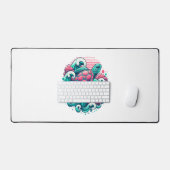 Retro Summer Ocean Wave Turtle Bureaumat (Keyboard & Muis)