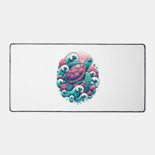 Retro Summer Ocean Wave Turtle Bureaumat (Voorkant)