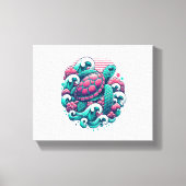 Retro Summer Ocean Wave Turtle Canvas Afdruk (Voorkant)