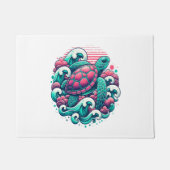 Retro Summer Ocean Wave Turtle Deurmat (Voorkant)