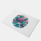 Retro Summer Ocean Wave Turtle Deurmat (Schuin)