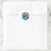 Retro Summer Ocean Wave Turtle Ronde Sticker (Tas)