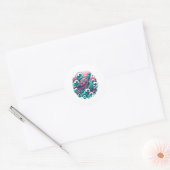 Retro Summer Ocean Wave Turtle Ronde Sticker (Envelop)