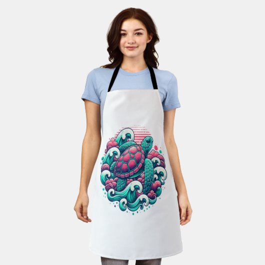 Retro Summer Ocean Wave Turtle Schort (Gedragen)