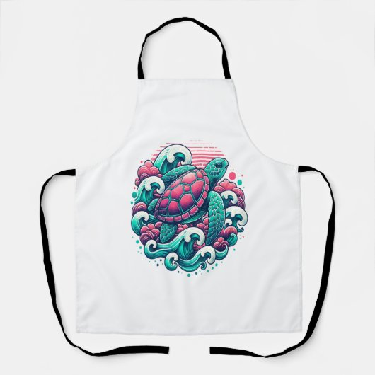 Retro Summer Ocean Wave Turtle Schort (Voorkant)