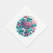 Retro Summer Ocean Wave Turtle Servet (Hoek)