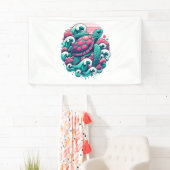 Retro Summer Ocean Wave Turtle Spandoek (Insitu)