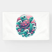 Retro Summer Ocean Wave Turtle Spandoek (Horizontaal)