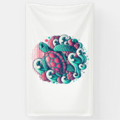 Retro Summer Ocean Wave Turtle Spandoek (Verticaal)