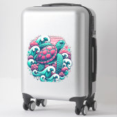 Retro Summer Ocean Wave Turtle Sticker (Koffer)