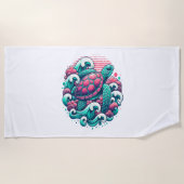 Retro Summer Ocean Wave Turtle Strandlaken (Voorkant)