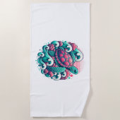 Retro Summer Ocean Wave Turtle Strandlaken (Voorkant)