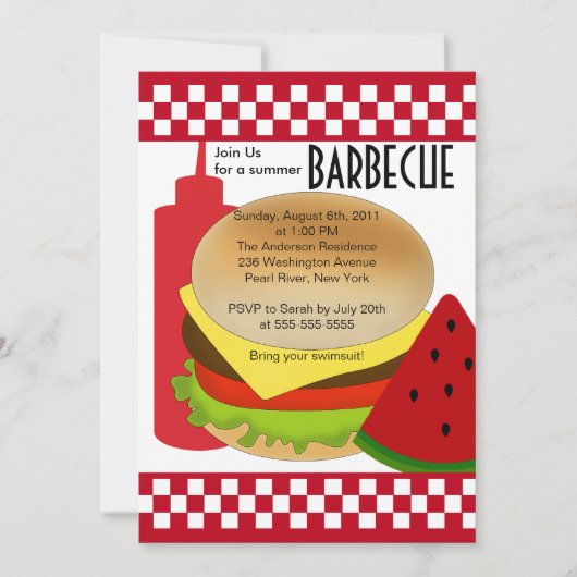 Retro Summer Party Barbecue Uitnodiging BBQ (Voorkant)