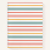 Retro Summer Pastel Striped Pink Mint And Mustard  Notitieboek (Voorkant)