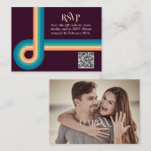 Retro Summer  Photo QR Code Weddenschap RSVP Informatiekaartje (Voorkant / Achterkant)