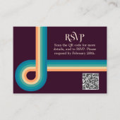 Retro Summer  Photo QR Code Weddenschap RSVP Informatiekaartje (Voorkant)