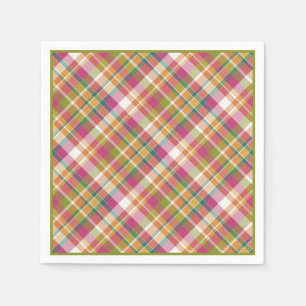 Retro  Summer Pset Tartan Squares Patroon Servetten