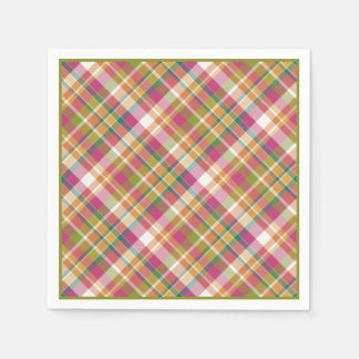 Retro  Summer Pset Tartan Squares Patroon Servetten