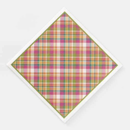 Retro  Summer Pset Tartan Squares Patroon Servetten (Hoek)