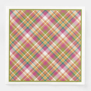 Retro  Summer Pset Tartan Squares Patroon Servetten