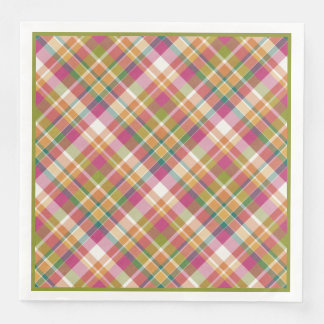 Retro  Summer Pset Tartan Squares Patroon Servetten
