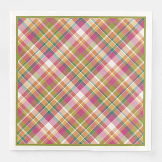 Retro Summer Pset Tartan Squares Patroon Servetten (Voorkant)