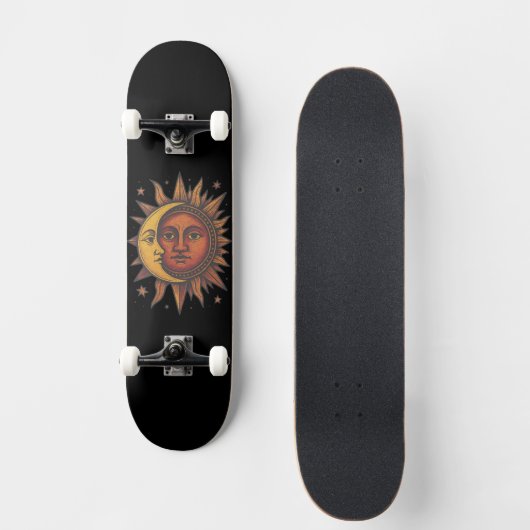 Retro Sun and Moon Unisex Skateboard (Voorkant)