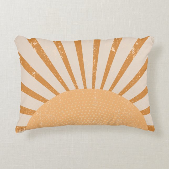 Retro Sun Burst Sunset Accent Kussen (Voorkant)