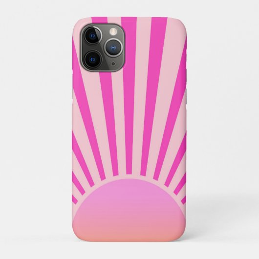 Retro Sun Burst Sunset Sunrise Hot Pink Ombre Case-Mate iPhone Case (Achterkant)