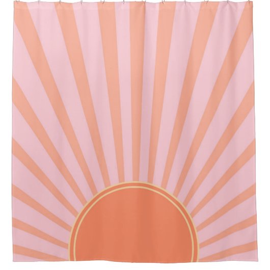 Retro Sun Burst Sunset Sunrise Pastel Pink Douchegordijn (Voorkant)