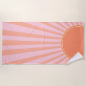 Retro Sun Burst Sunset Sunrise Pastel Pink Strandlaken (Voorkant)