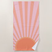 Retro Sun Burst Sunset Sunrise Pastel Pink Strandlaken (Voorkant)