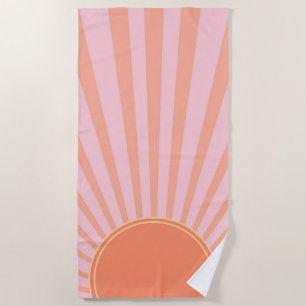 Retro Sun Burst Sunset Sunrise Pastel Pink Strandlaken