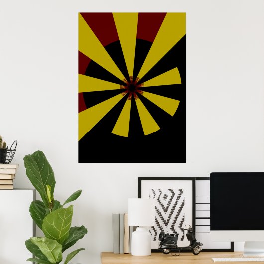 Retro Sun Mid Century Abstracte kunst Poster (Thuiskantoor)