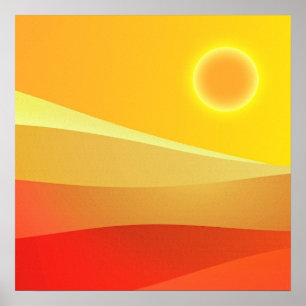 Retro Sun Mid Century Art moderne Poster abstrait