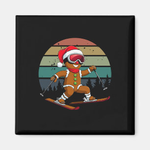 Retro Sun Peperkoek Man Skiën Santa Hoed Kerstmis Magneet