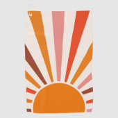 Retro Sun Rays blaast Zonnehard Oranje Geel Rood Golfhanddoek (Voorkant)