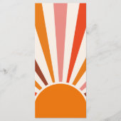 Retro Sun Rays blaast Zonnehard Oranje Geel Rood Menu (Voorkant)