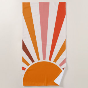 Retro Sun Rays blaast Zonnehard Oranje Geel Rood Strandlaken