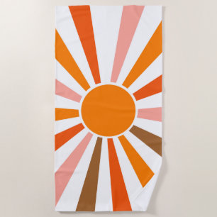 Retro Sun Rays blaast Zonnehard Oranje Geel Rood Strandlaken