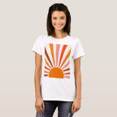Retro Sun Rays blaast Zonnehard Oranje Geel Rood T-shirt (Voorkant volledig)