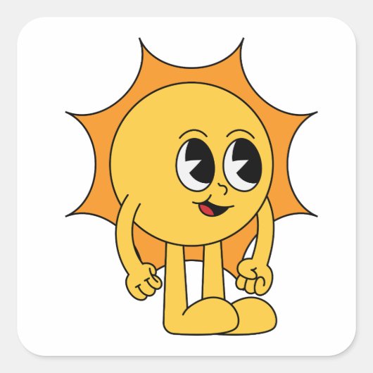 Retro Sun Smiley Vierkante Sticker (Voorkant)